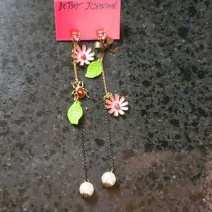 Vintage Betsey Johnson Blooms and Bugs Post Earrings *Never worn*  bought 2006